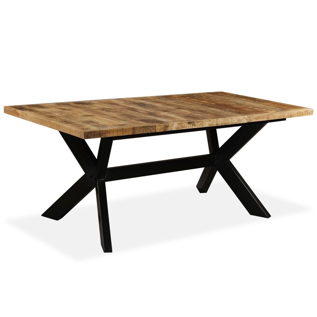 Dining Table Solid Mango Wood and Steel Cross 180 cm- Kitchen & Dining Room Tables - HomeShopIreland - Home Shop Ireland - Kitchen & Dining Room Tables - Dining Table Solid Mango Wood and Steel Cross 180 cm