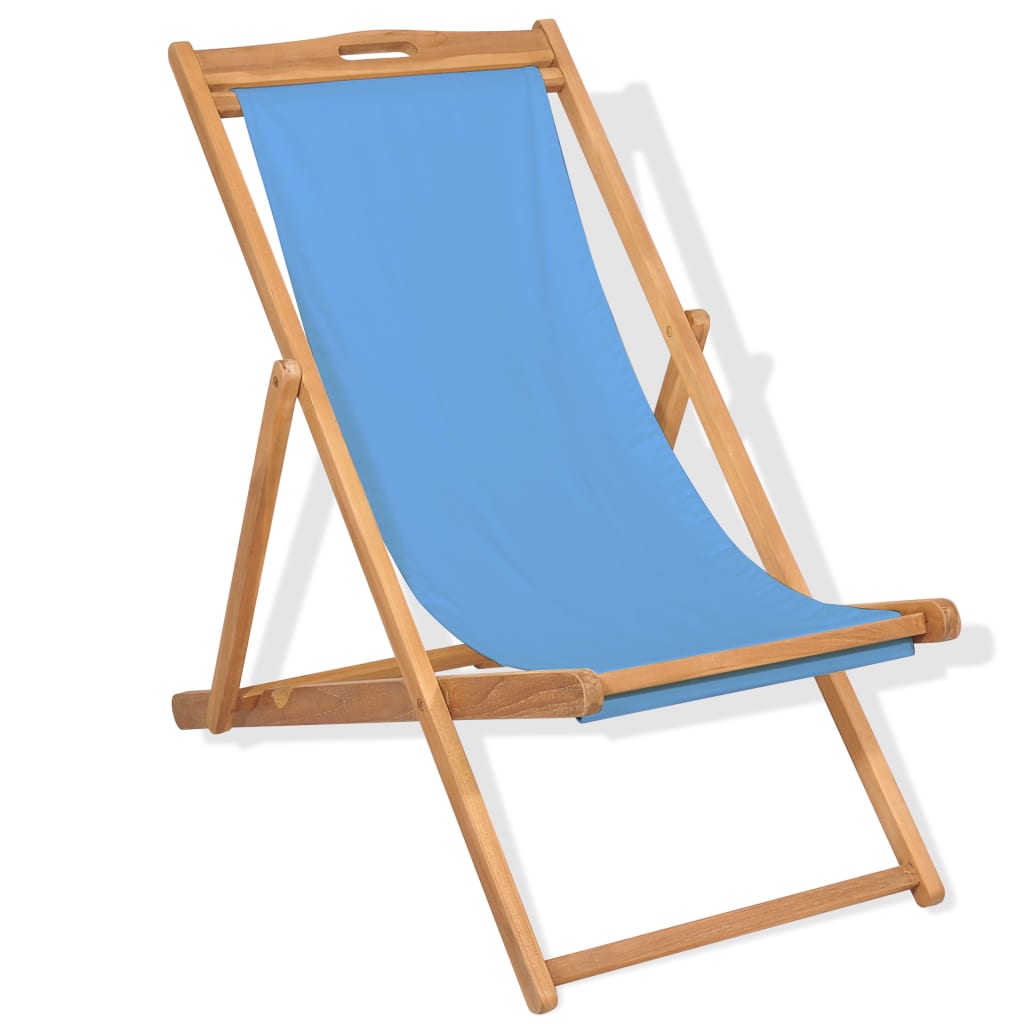 Deck Chair Teak 56x105x96 cm Blue- Outdoor Chairs - HomeShopIreland - Home Shop Ireland - Outdoor Chairs - Deck Chair Teak 56x105x96 cm Blue