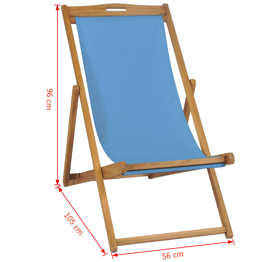 Deck Chair Teak 56x105x96 cm Blue- Outdoor Chairs - HomeShopIreland - Home Shop Ireland - Outdoor Chairs - Deck Chair Teak 56x105x96 cm Blue