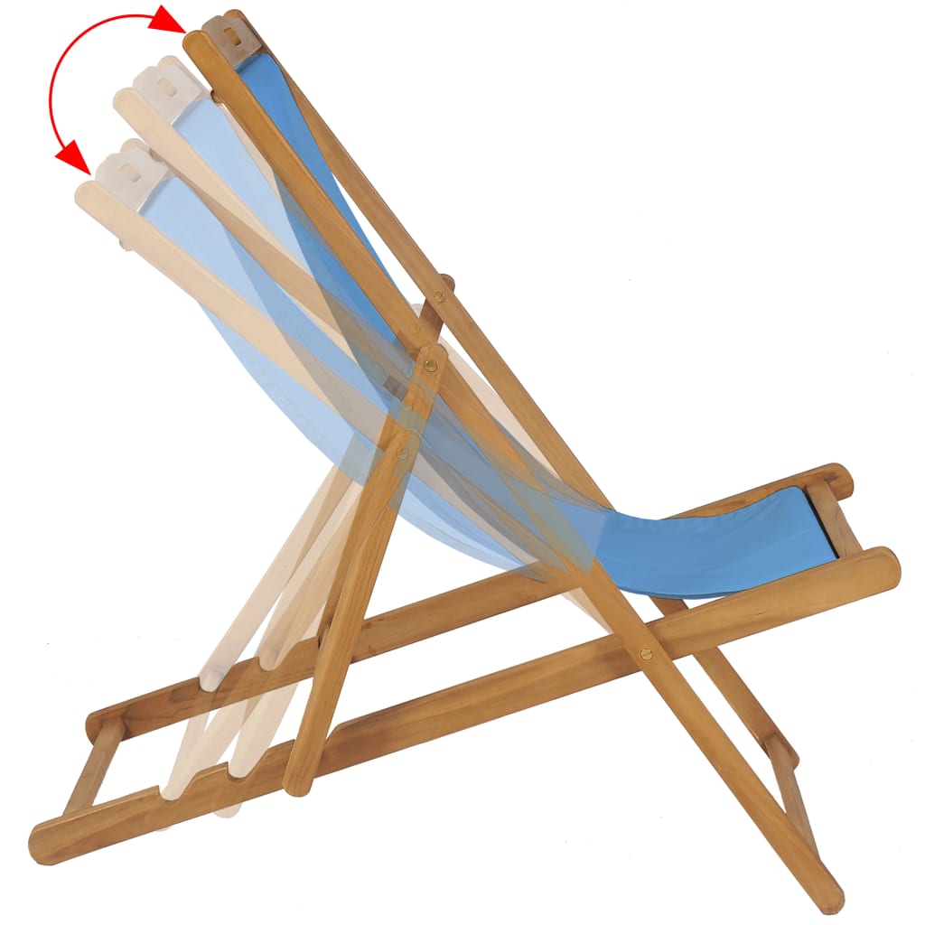 Deck Chair Teak 56x105x96 cm Blue- Outdoor Chairs - HomeShopIreland - Home Shop Ireland - Outdoor Chairs - Deck Chair Teak 56x105x96 cm Blue