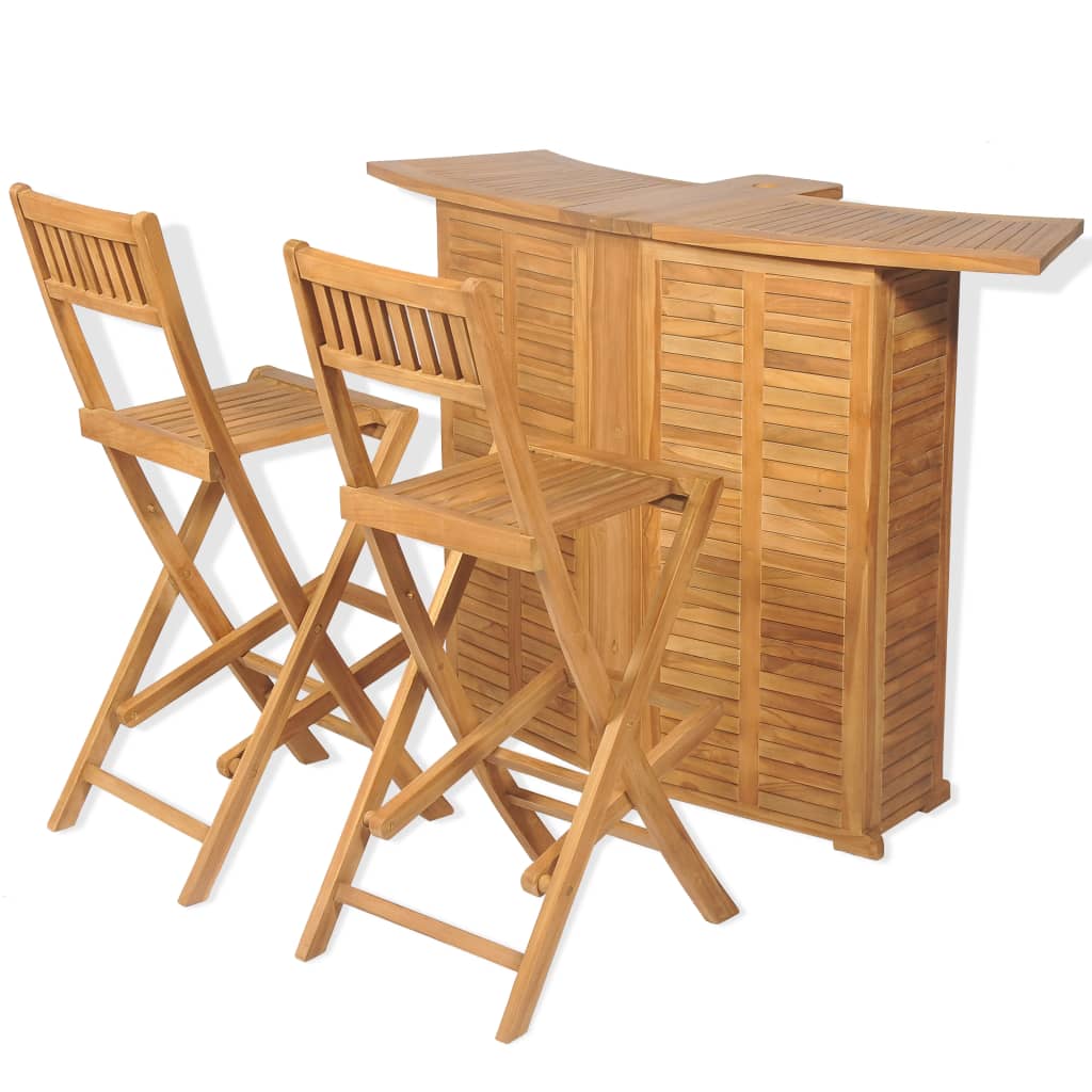3 Piece Bistro Set with Folding Chairs Solid Teak Wood- Outdoor Furniture Sets - HomeShopIreland - Home Shop Ireland - Outdoor Furniture Sets - 3 Piece Bistro Set with Folding Chairs Solid Teak Wood