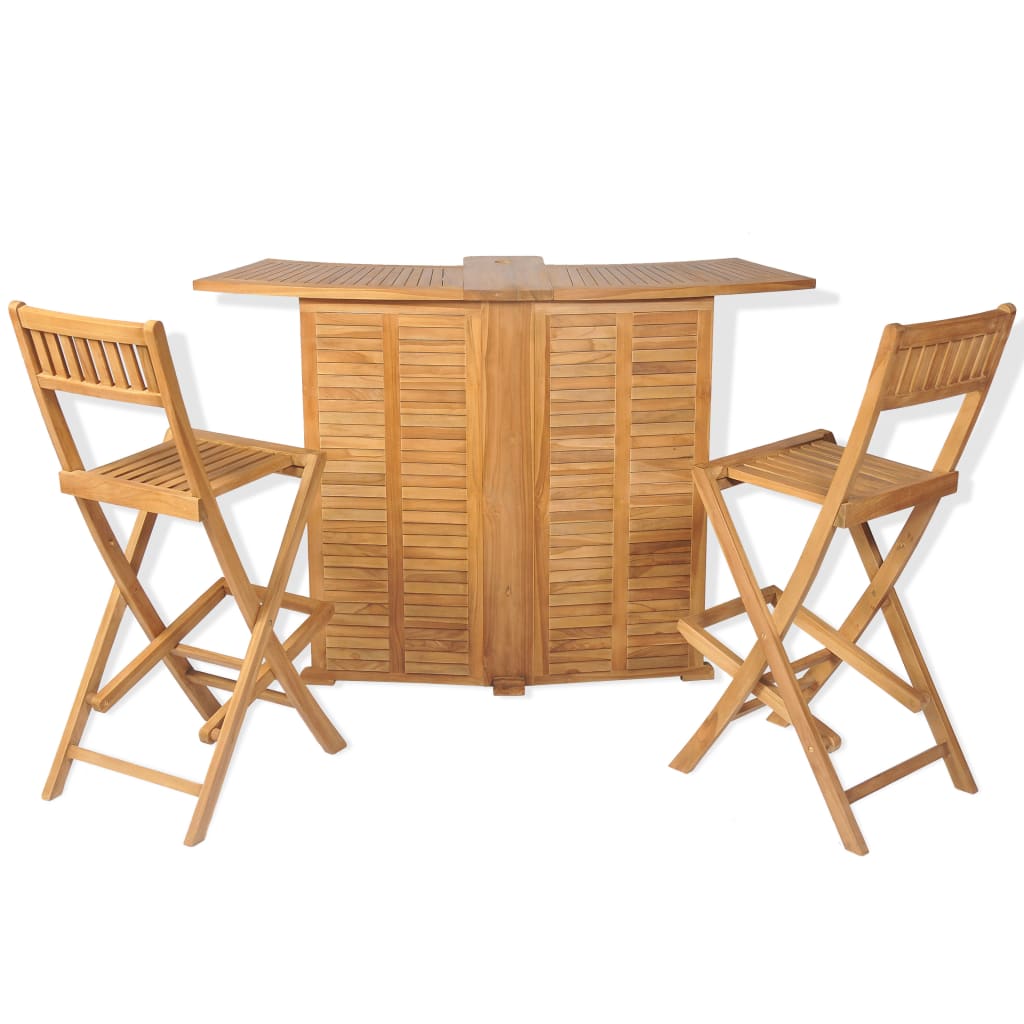 3 Piece Bistro Set with Folding Chairs Solid Teak Wood- Outdoor Furniture Sets - HomeShopIreland - Home Shop Ireland - Outdoor Furniture Sets - 3 Piece Bistro Set with Folding Chairs Solid Teak Wood