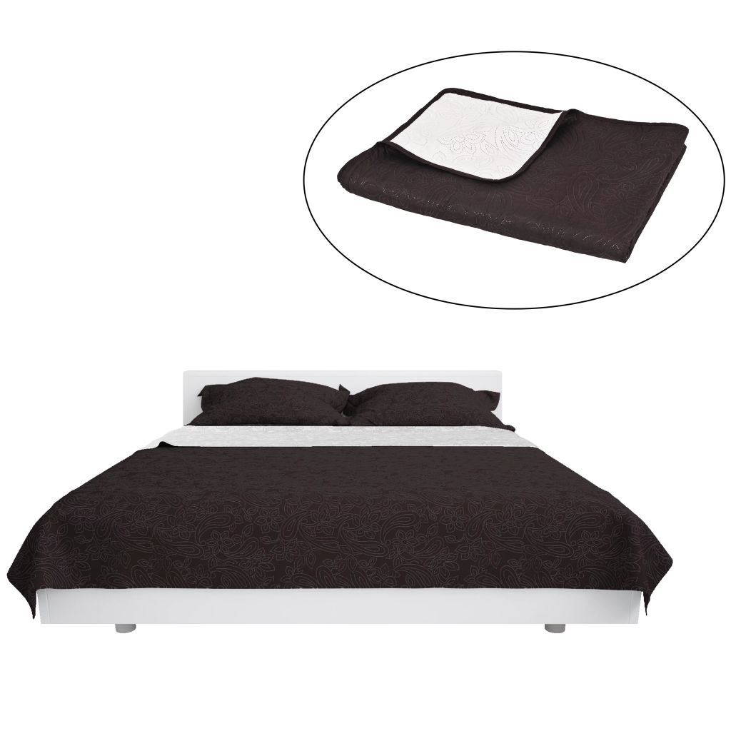 Double-sided Quilted Bedspread 230x260 cm Cream and Brown- Quilts & Duvets - HomeShopIreland - Home Shop Ireland - Quilts & Duvets - Double-sided Quilted Bedspread 230x260 cm Cream and Brown