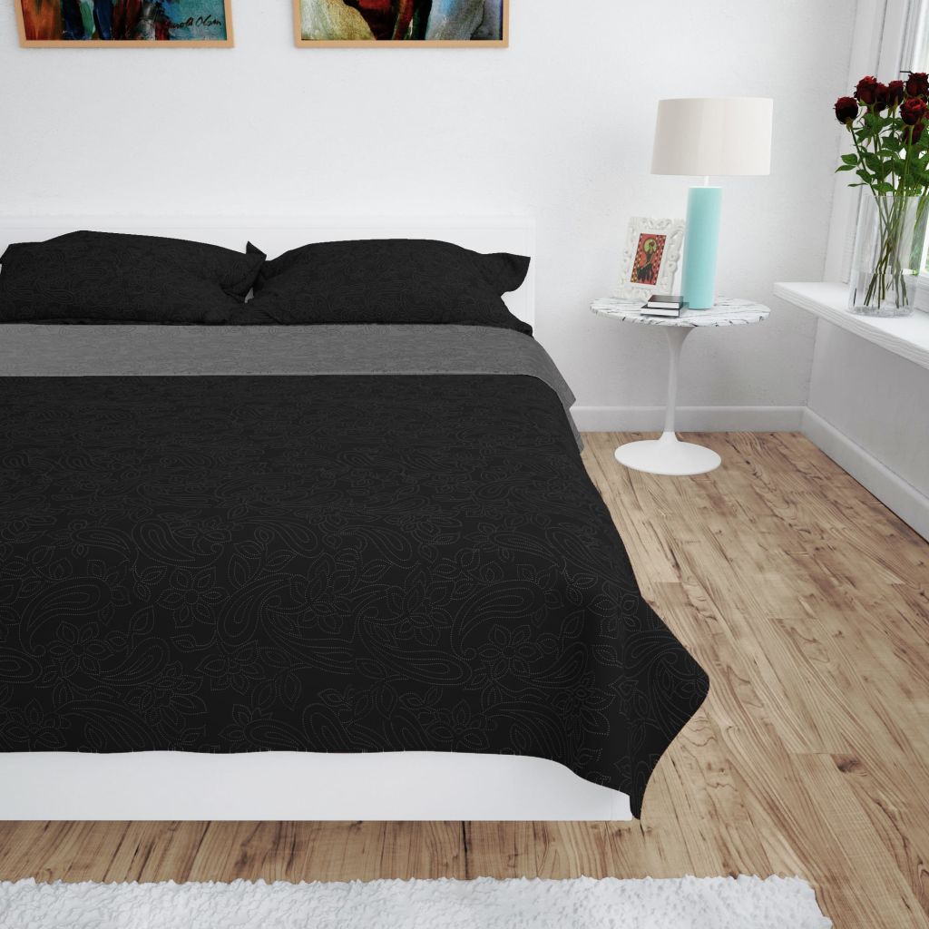 Double-sided Quilted Bedspread 230x260 cm Grey and Black- Quilts & Duvets - HomeShopIreland - Home Shop Ireland - Quilts & Duvets - Double-sided Quilted Bedspread 230x260 cm Grey and Black