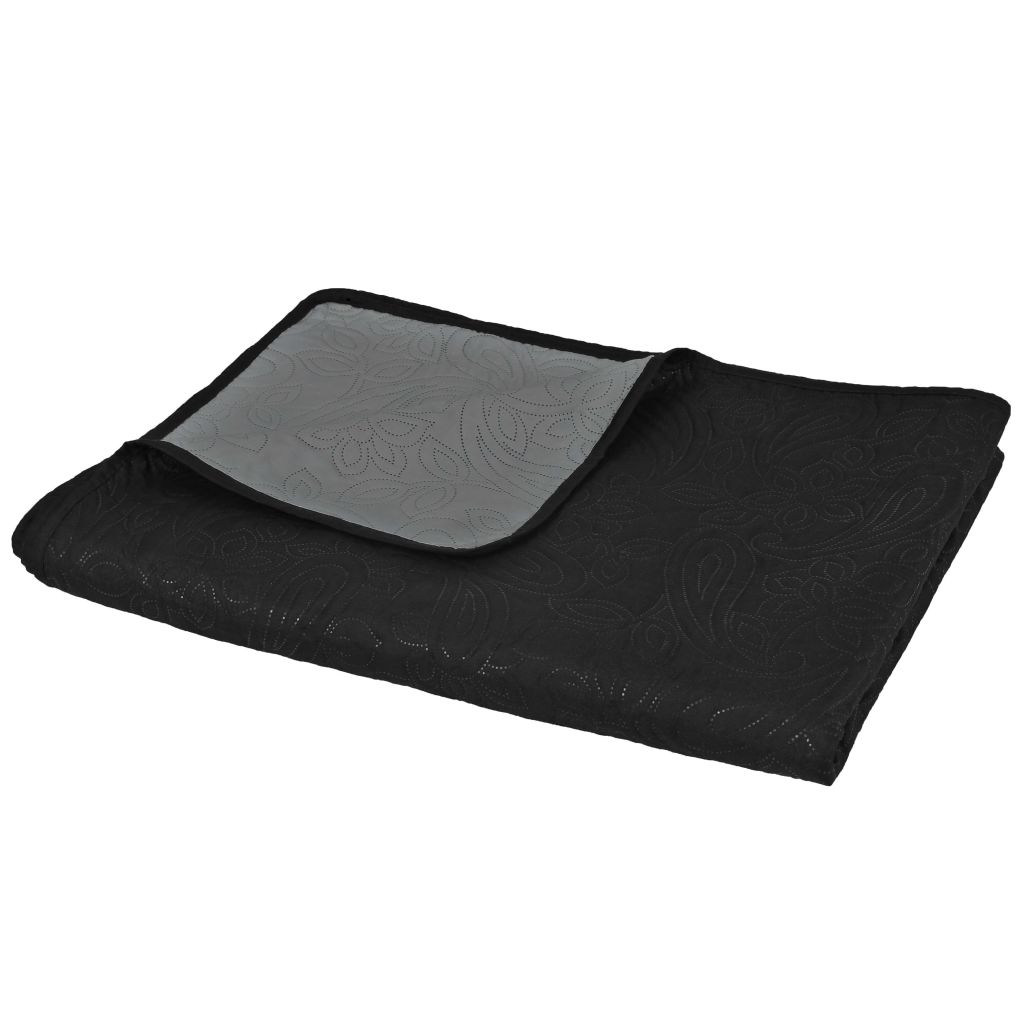 Double-sided Quilted Bedspread 230x260 cm Grey and Black- Quilts & Duvets - HomeShopIreland - Home Shop Ireland - Quilts & Duvets - Double-sided Quilted Bedspread 230x260 cm Grey and Black
