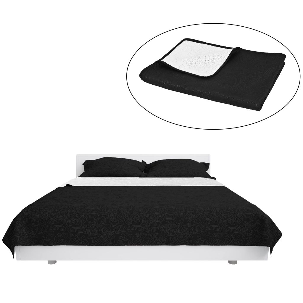 Double-sided Quilted Bedspread 230x260 cm Black and White- Quilts & Duvets - HomeShopIreland - Home Shop Ireland - Quilts & Duvets - Double-sided Quilted Bedspread 230x260 cm Black and White