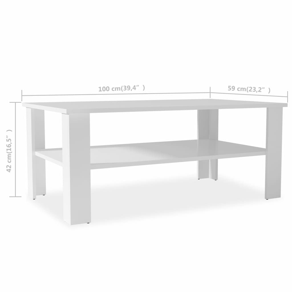 Coffee Table Chipboard 100x59x42 cm White- Coffee Tables - HomeShopIreland - Home Shop Ireland - Coffee Tables - Coffee Table Chipboard 100x59x42 cm White