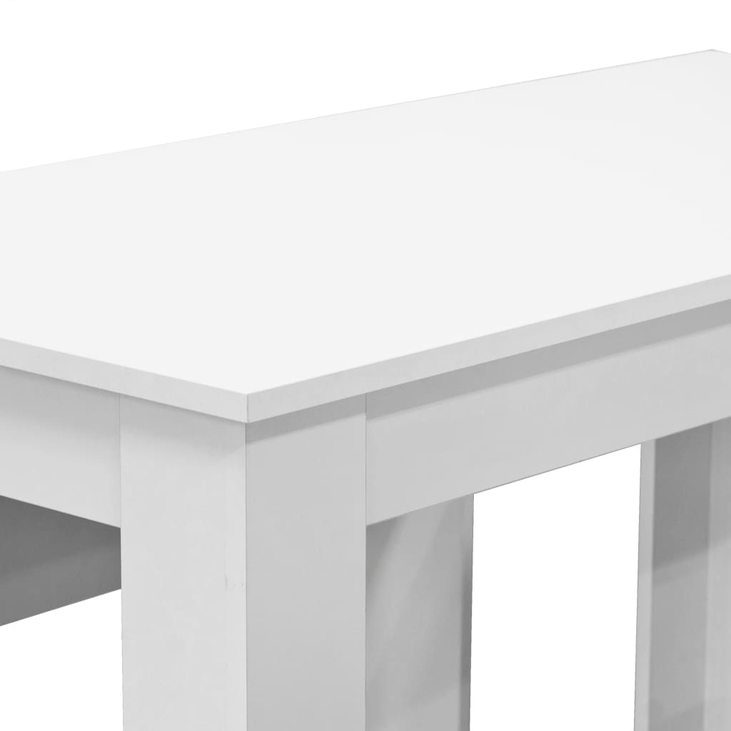 Dining Table and Benches 3 Pieces Chipboard White- Kitchen & Dining Furniture Sets - HomeShopIreland - Home Shop Ireland - Kitchen & Dining Furniture Sets - Dining Table and Benches 3 Pieces Chipboard White