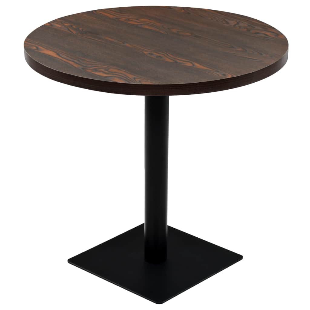 Bistro Table MDF and Steel Round 80x75 cm Dark Ash- Kitchen & Dining Room Tables - HomeShopIreland - Home Shop Ireland - Kitchen & Dining Room Tables - Bistro Table MDF and Steel Round 80x75 cm Dark Ash