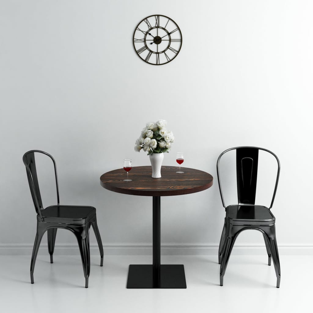 Bistro Table MDF and Steel Round 80x75 cm Dark Ash- Kitchen & Dining Room Tables - HomeShopIreland - Home Shop Ireland - Kitchen & Dining Room Tables - Bistro Table MDF and Steel Round 80x75 cm Dark Ash