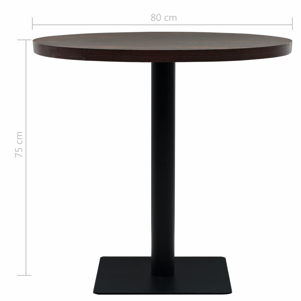 Bistro Table MDF and Steel Round 80x75 cm Dark Ash- Kitchen & Dining Room Tables - HomeShopIreland - Home Shop Ireland - Kitchen & Dining Room Tables - Bistro Table MDF and Steel Round 80x75 cm Dark Ash