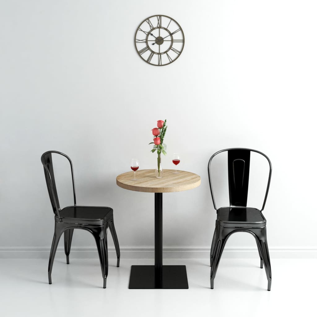 Bistro Table MDF and Steel Round 60x75 cm Oak Colour- Kitchen & Dining Room Tables - HomeShopIreland - Home Shop Ireland - Kitchen & Dining Room Tables - Bistro Table MDF and Steel Round 60x75 cm Oak Colour
