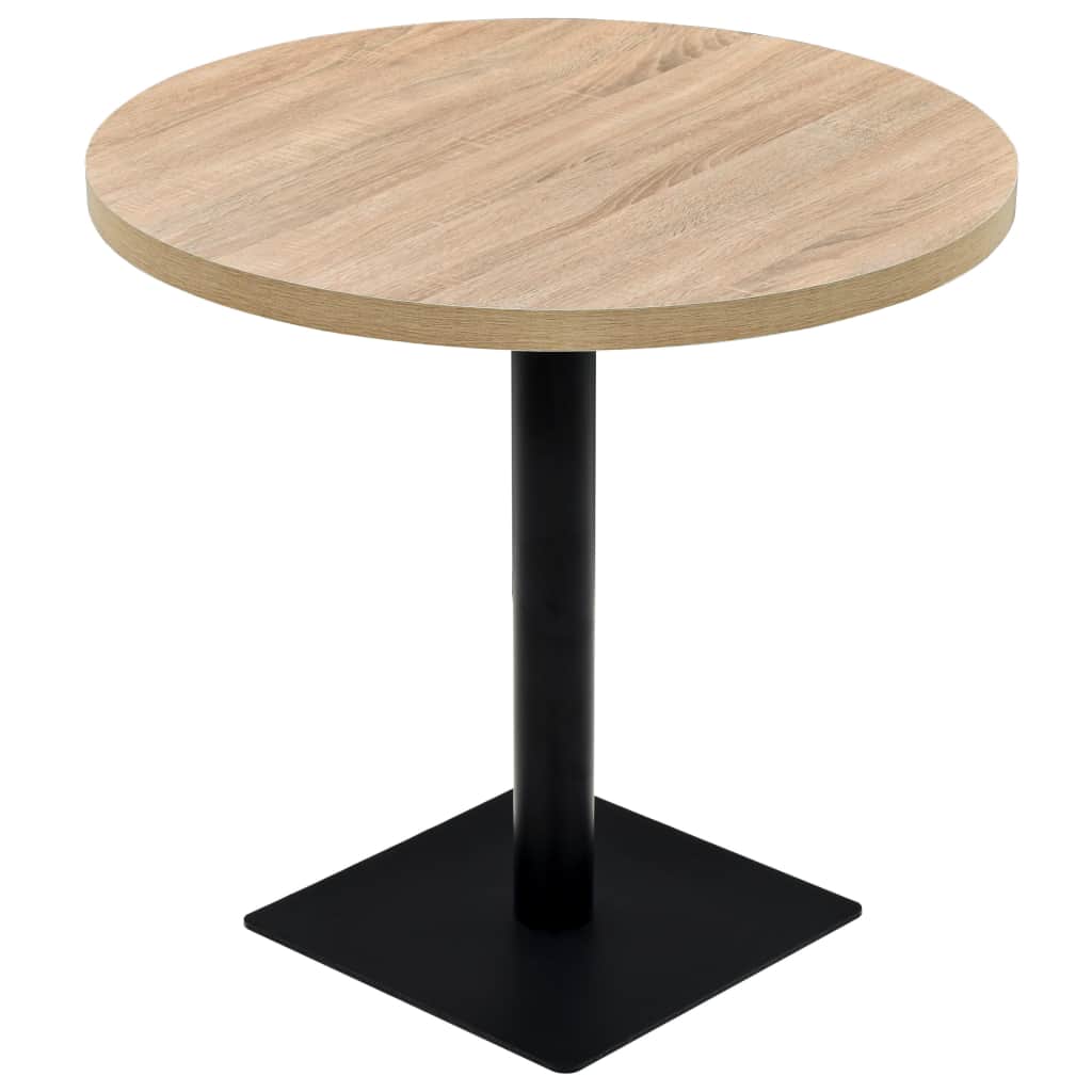 Bistro Table MDF and Steel Round 80x75 cm Oak Colour- Kitchen & Dining Room Tables - HomeShopIreland - Home Shop Ireland - Kitchen & Dining Room Tables - Bistro Table MDF and Steel Round 80x75 cm Oak Colour