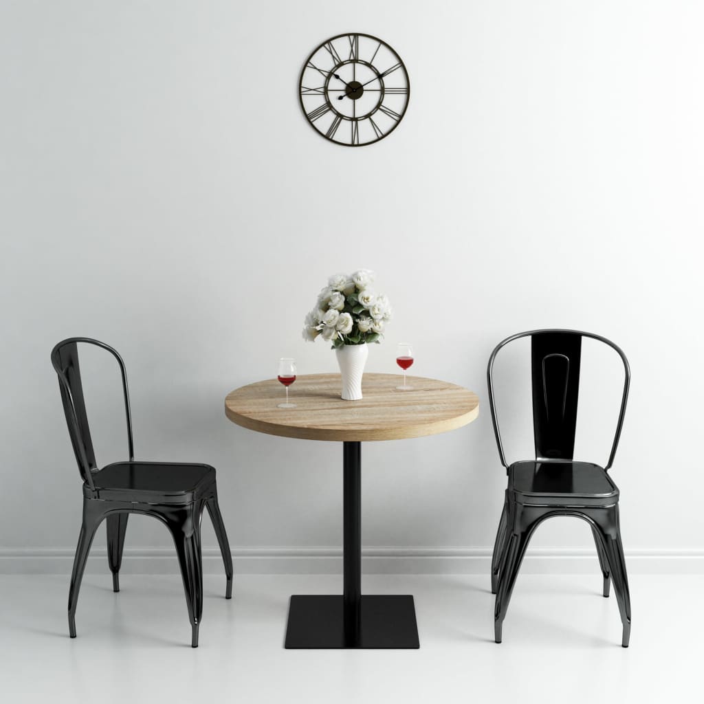 Bistro Table MDF and Steel Round 80x75 cm Oak Colour- Kitchen & Dining Room Tables - HomeShopIreland - Home Shop Ireland - Kitchen & Dining Room Tables - Bistro Table MDF and Steel Round 80x75 cm Oak Colour