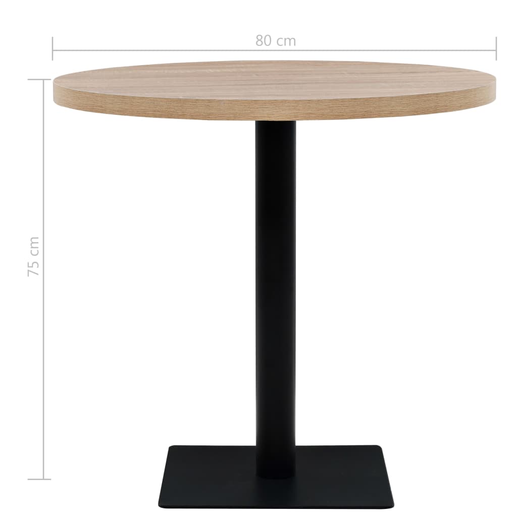 Bistro Table MDF and Steel Round 80x75 cm Oak Colour- Kitchen & Dining Room Tables - HomeShopIreland - Home Shop Ireland - Kitchen & Dining Room Tables - Bistro Table MDF and Steel Round 80x75 cm Oak Colour