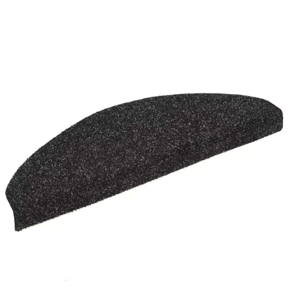 15 pcs Self-adhesive Stair Mats Needle Punch 65x21x4 cm Black- Stair Treads - HomeShopIreland - Home Shop Ireland - Stair Treads - 15 pcs Self-adhesive Stair Mats Needle Punch 65x21x4 cm Black