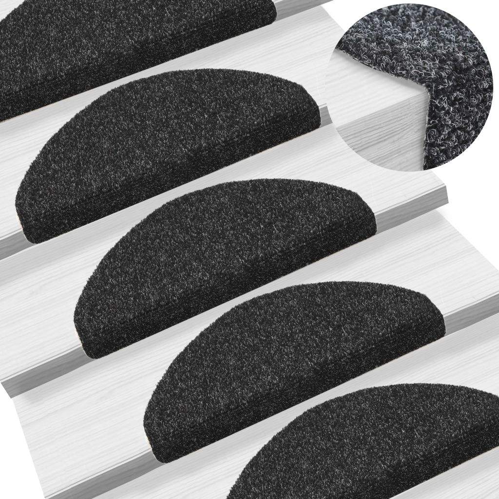 15 pcs Self-adhesive Stair Mats Needle Punch 65x21x4 cm Black- Stair Treads - HomeShopIreland - Home Shop Ireland - Stair Treads - 15 pcs Self-adhesive Stair Mats Needle Punch 65x21x4 cm Black