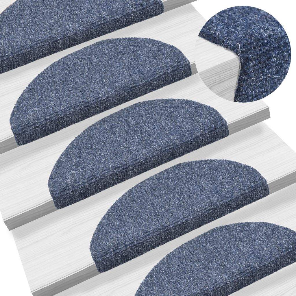 15 pcs Self-adhesive Stair Mats Needle Punch 65x21x4 cm Blue- Stair Treads - HomeShopIreland - Home Shop Ireland - Stair Treads - 15 pcs Self-adhesive Stair Mats Needle Punch 65x21x4 cm Blue