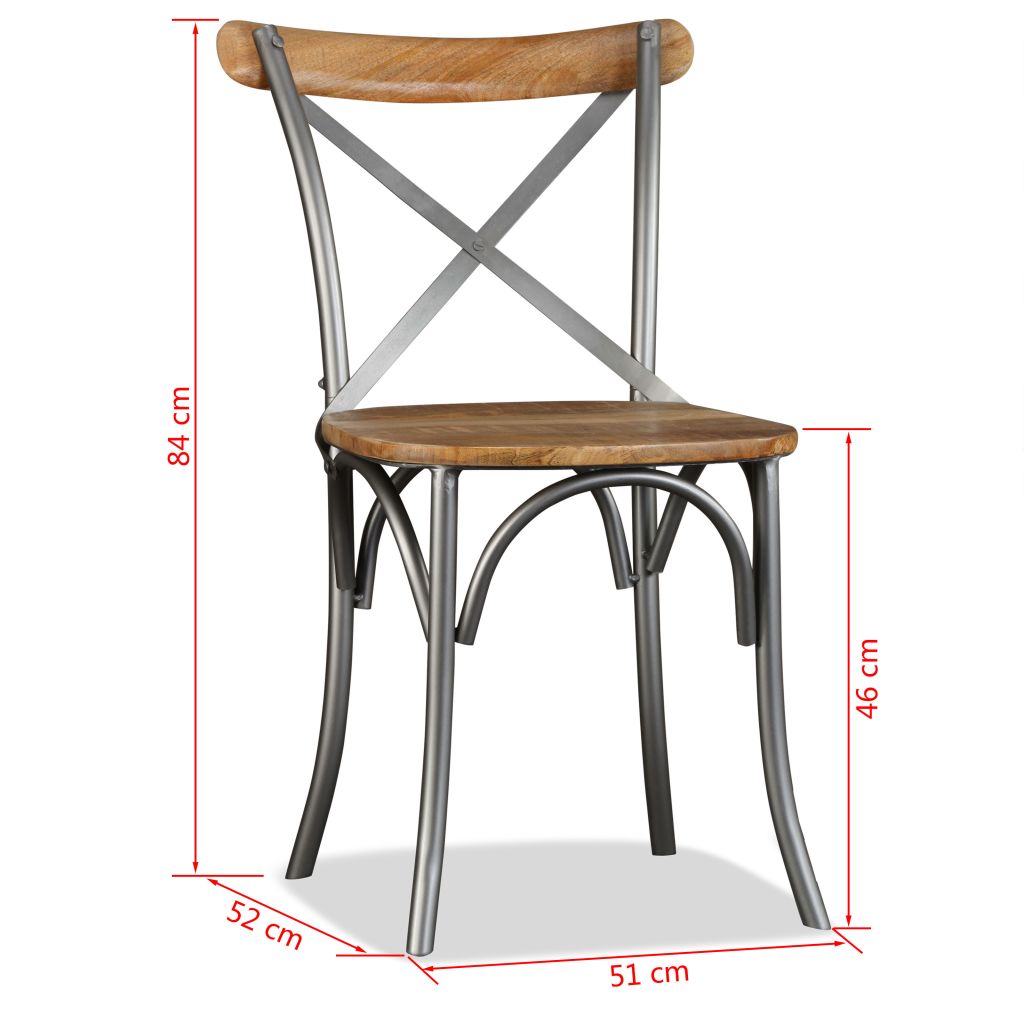 Dining Chairs 6 pcs Solid Mango Wood and Steel Cross Back- Kitchen & Dining Room Chairs - HomeShopIreland - Home Shop Ireland - Kitchen & Dining Room Chairs - Dining Chairs 6 pcs Solid Mango Wood and Steel Cross Back