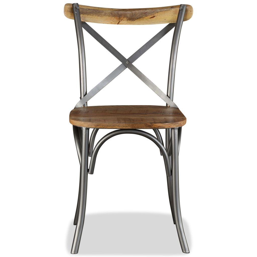 Dining Chairs 6 pcs Solid Mango Wood and Steel Cross Back- Kitchen & Dining Room Chairs - HomeShopIreland - Home Shop Ireland - Kitchen & Dining Room Chairs - Dining Chairs 6 pcs Solid Mango Wood and Steel Cross Back