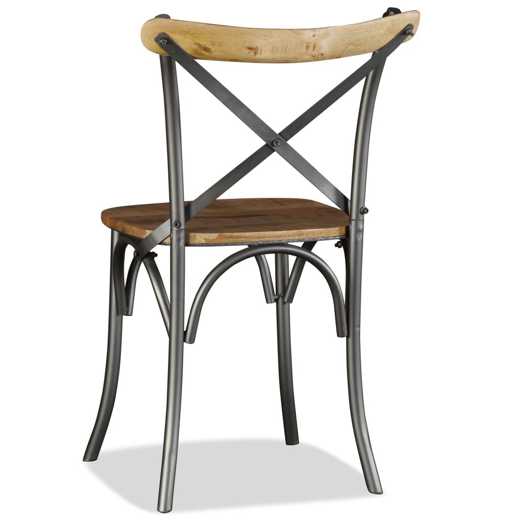 Dining Chairs 6 pcs Solid Mango Wood and Steel Cross Back- Kitchen & Dining Room Chairs - HomeShopIreland - Home Shop Ireland - Kitchen & Dining Room Chairs - Dining Chairs 6 pcs Solid Mango Wood and Steel Cross Back