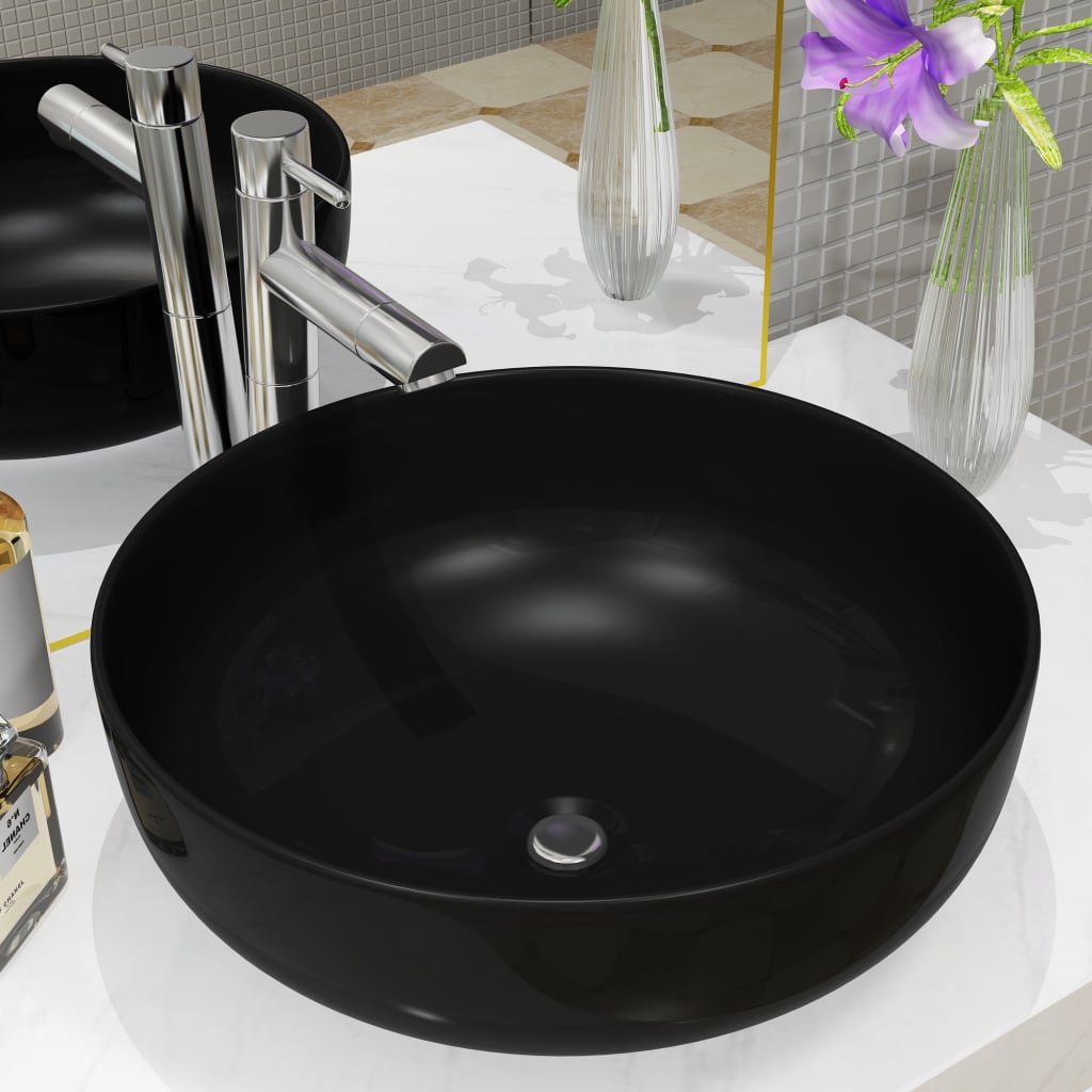 Basin Ceramic Round Black 41.5x13.5 cm- Bathroom Basins - HomeShopIreland - Home Shop Ireland - Bathroom Basins - Basin Ceramic Round Black 41.5x13.5 cm