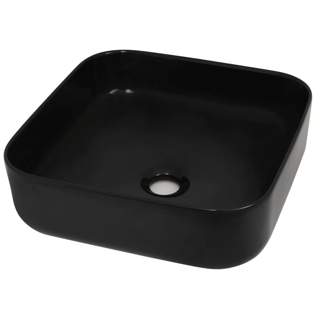 Basin Ceramic Square Black 38x38x13.5 cm- Bathroom Basins - HomeShopIreland - Home Shop Ireland - Bathroom Basins - Basin Ceramic Square Black 38x38x13.5 cm
