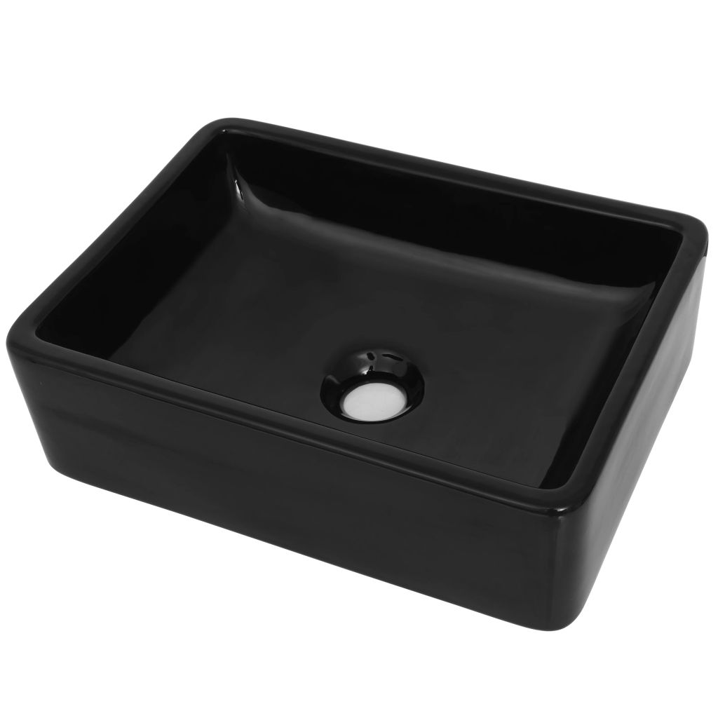 Basin Ceramic Rectangular Black 41x30x12 cm- Bathroom Basins - HomeShopIreland - Home Shop Ireland - Bathroom Basins - Basin Ceramic Rectangular Black 41x30x12 cm