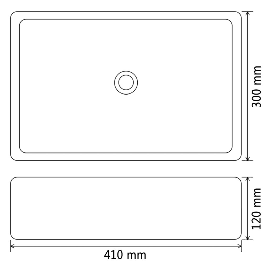 Basin Ceramic Rectangular Black 41x30x12 cm- Bathroom Basins - HomeShopIreland - Home Shop Ireland - Bathroom Basins - Basin Ceramic Rectangular Black 41x30x12 cm