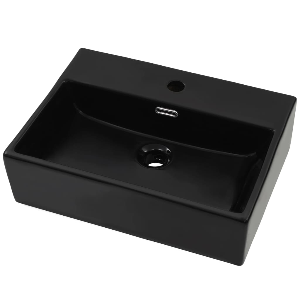 Basin with Faucet Hole Ceramic Black 51.5x38.5x15 cm- Bathroom Basins - HomeShopIreland - Home Shop Ireland - Bathroom Basins - Basin with Faucet Hole Ceramic Black 51.5x38.5x15 cm