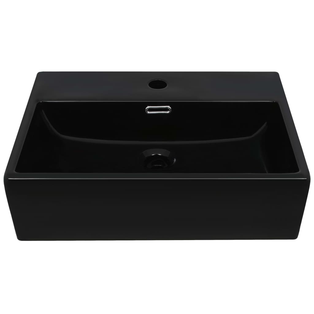 Basin with Faucet Hole Ceramic Black 51.5x38.5x15 cm- Bathroom Basins - HomeShopIreland - Home Shop Ireland - Bathroom Basins - Basin with Faucet Hole Ceramic Black 51.5x38.5x15 cm