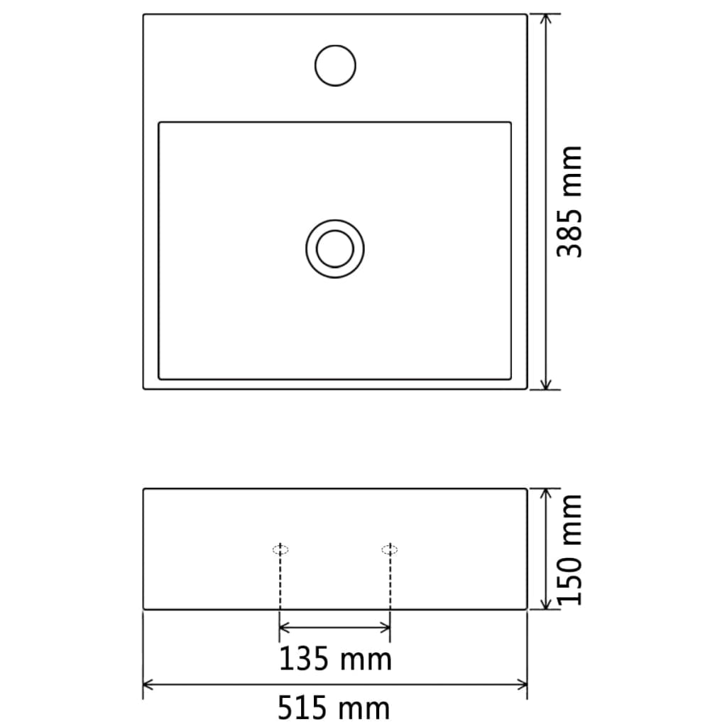 Basin with Faucet Hole Ceramic Black 51.5x38.5x15 cm- Bathroom Basins - HomeShopIreland - Home Shop Ireland - Bathroom Basins - Basin with Faucet Hole Ceramic Black 51.5x38.5x15 cm