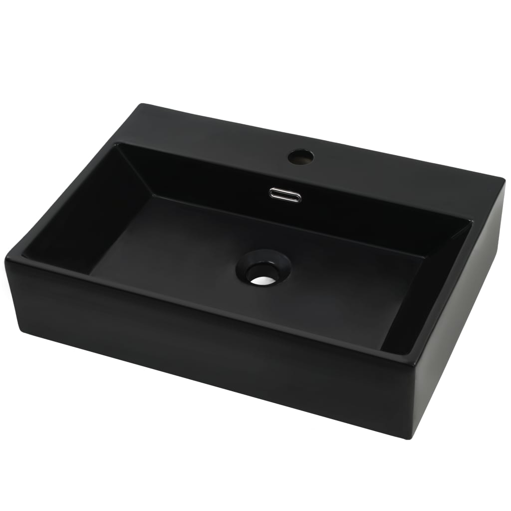 Basin with Faucet Hole Ceramic Black 60.5x42.5x14.5 cm- Bathroom Basins - HomeShopIreland - Home Shop Ireland - Bathroom Basins - Basin with Faucet Hole Ceramic Black 60.5x42.5x14.5 cm
