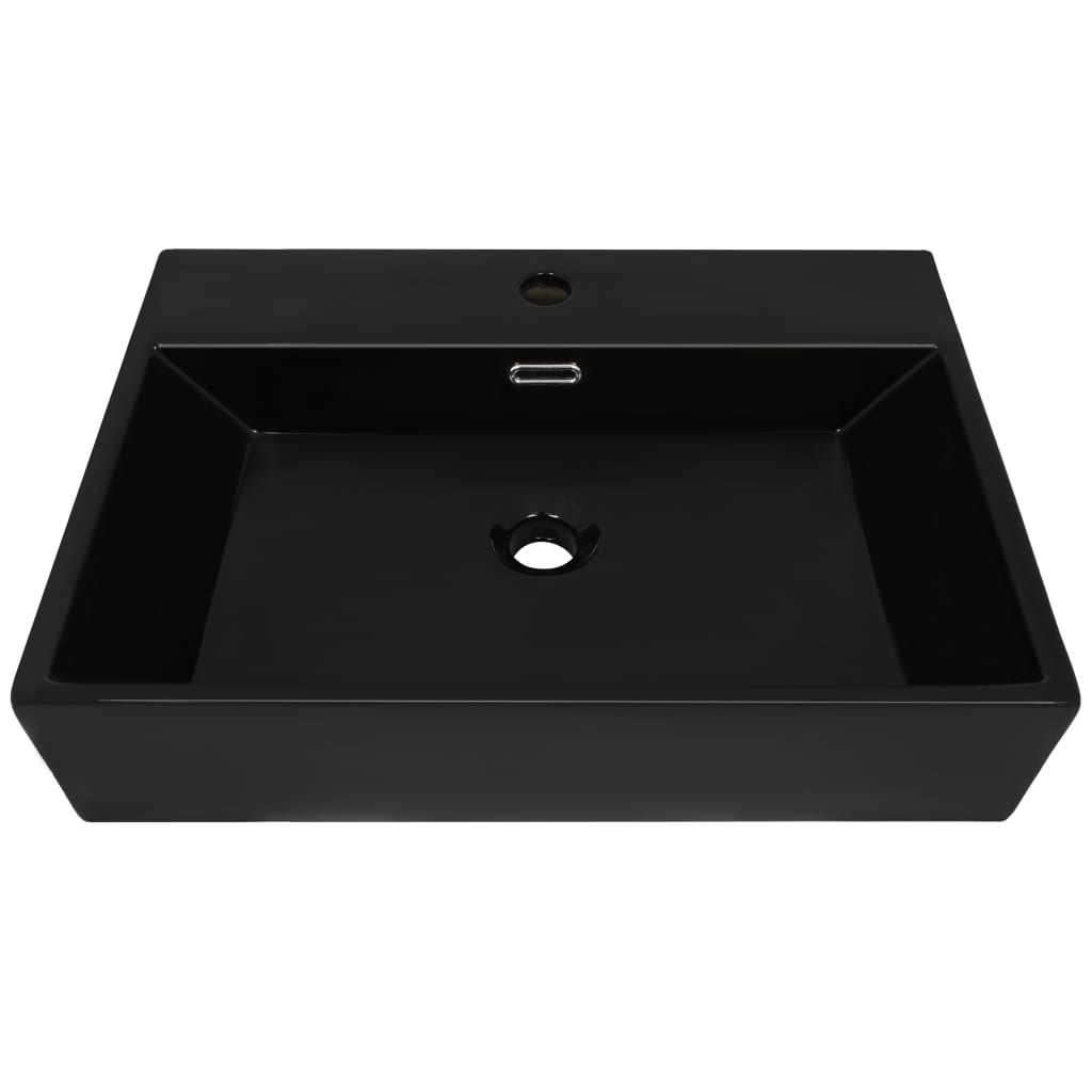Basin with Faucet Hole Ceramic Black 60.5x42.5x14.5 cm- Bathroom Basins - HomeShopIreland - Home Shop Ireland - Bathroom Basins - Basin with Faucet Hole Ceramic Black 60.5x42.5x14.5 cm