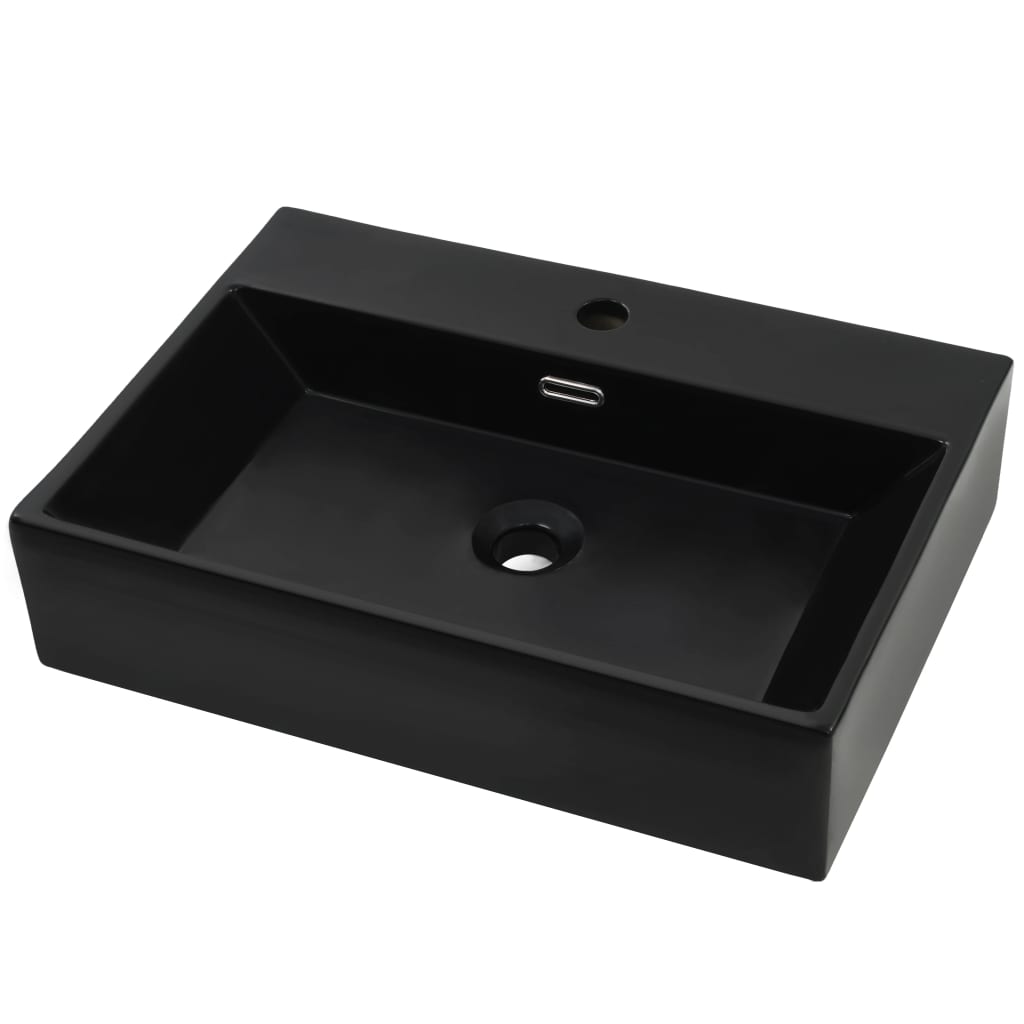 Basin with Faucet Hole Ceramic Black 76x42.5x14.5 cm- Bathroom Basins - HomeShopIreland - Home Shop Ireland - Bathroom Basins - Basin with Faucet Hole Ceramic Black 76x42.5x14.5 cm