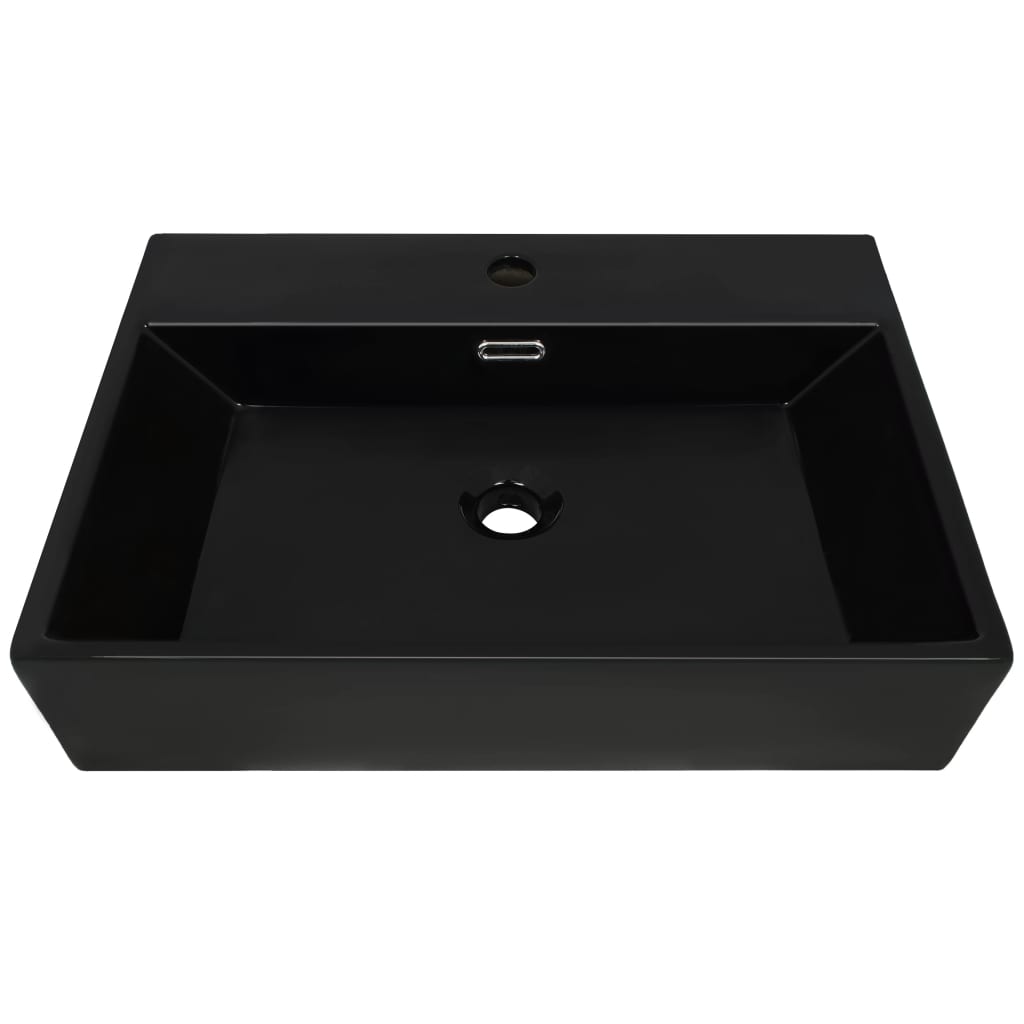 Basin with Faucet Hole Ceramic Black 76x42.5x14.5 cm- Bathroom Basins - HomeShopIreland - Home Shop Ireland - Bathroom Basins - Basin with Faucet Hole Ceramic Black 76x42.5x14.5 cm