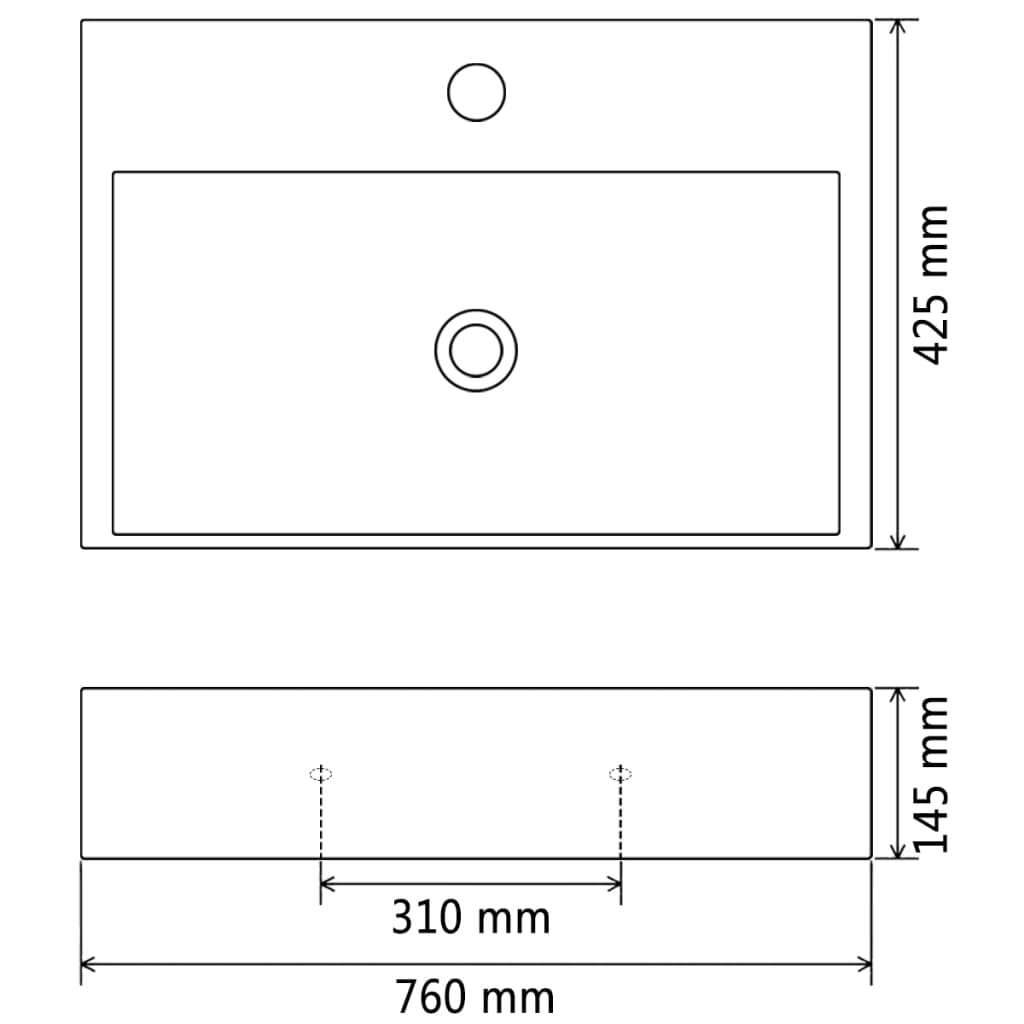 Basin with Faucet Hole Ceramic Black 76x42.5x14.5 cm- Bathroom Basins - HomeShopIreland - Home Shop Ireland - Bathroom Basins - Basin with Faucet Hole Ceramic Black 76x42.5x14.5 cm