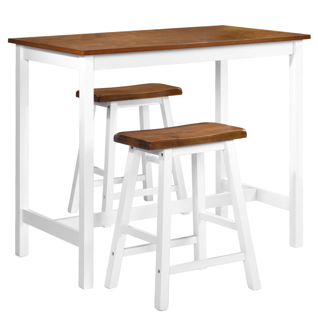 Bar Table and Stool Set 3 Pieces Solid Wood- Kitchen & Dining Furniture Sets - HomeShopIreland - Home Shop Ireland - Kitchen & Dining Furniture Sets - Bar Table and Stool Set 3 Pieces Solid Wood