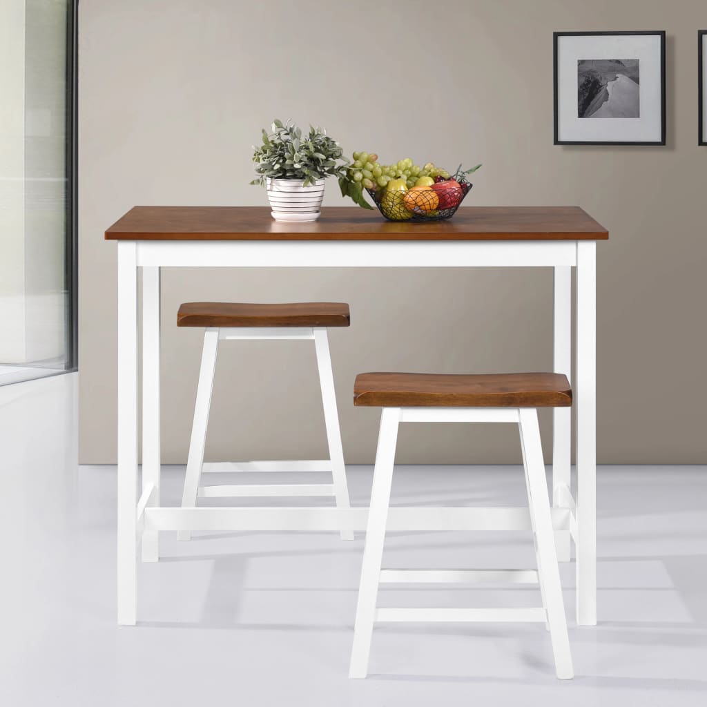 Bar Table and Stool Set 3 Pieces Solid Wood- Kitchen & Dining Furniture Sets - HomeShopIreland - Home Shop Ireland - Kitchen & Dining Furniture Sets - Bar Table and Stool Set 3 Pieces Solid Wood