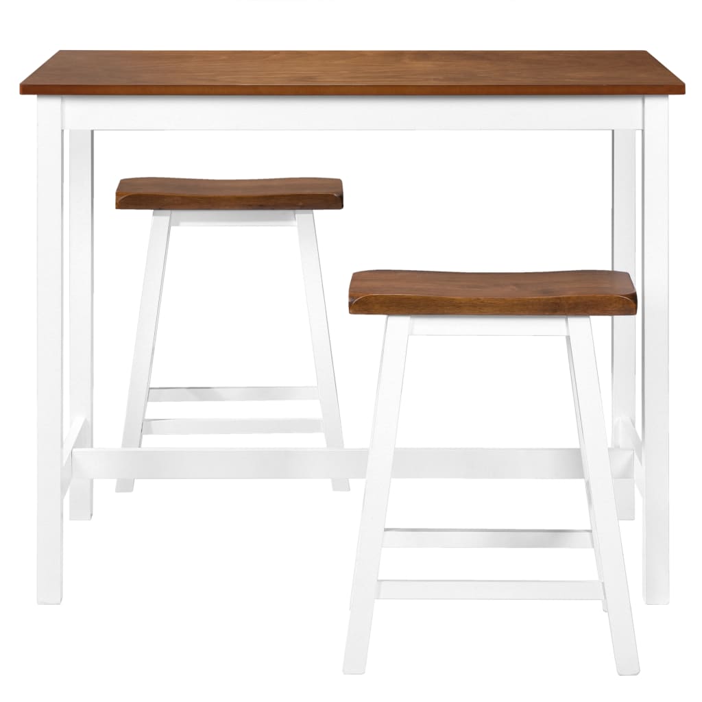 Bar Table and Stool Set 3 Pieces Solid Wood- Kitchen & Dining Furniture Sets - HomeShopIreland - Home Shop Ireland - Kitchen & Dining Furniture Sets - Bar Table and Stool Set 3 Pieces Solid Wood