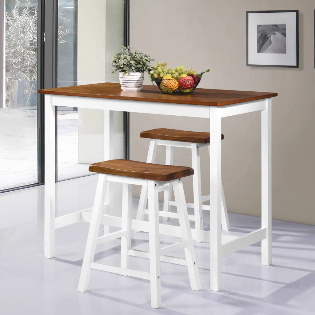 Bar Table and Stool Set 3 Pieces Solid Wood- Kitchen & Dining Furniture Sets - HomeShopIreland - Home Shop Ireland - Kitchen & Dining Furniture Sets - Bar Table and Stool Set 3 Pieces Solid Wood