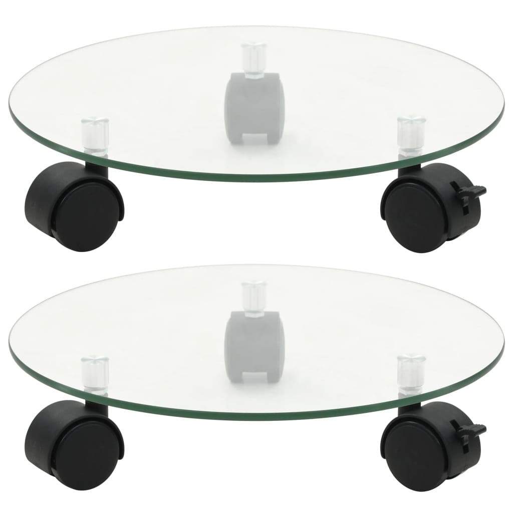 Plant Rollers 2 pcs Tempered Glass 28 cm Round- Plant Stands - HomeShopIreland - Home Shop Ireland - Plant Stands - Plant Rollers 2 pcs Tempered Glass 28 cm Round