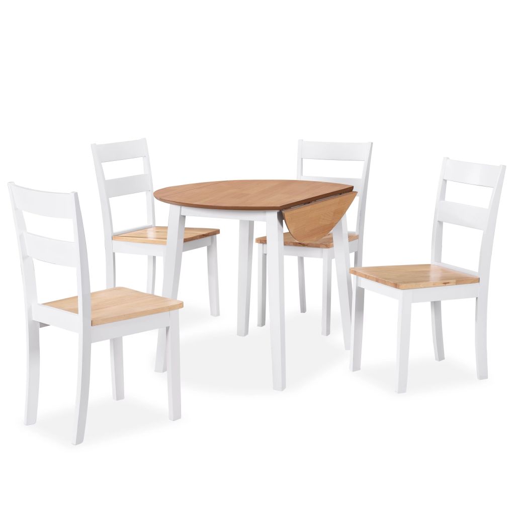Dining Set 5 Pieces MDF and Rubberwood White- Kitchen & Dining Furniture Sets - HomeShopIreland - Home Shop Ireland - Kitchen & Dining Furniture Sets - Dining Set 5 Pieces MDF and Rubberwood White