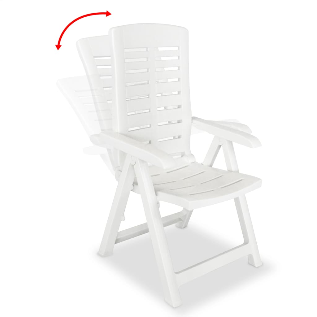 Reclining Garden Chairs 2 pcs Plastic White- Outdoor Chairs - HomeShopIreland - Home Shop Ireland - Outdoor Chairs - Reclining Garden Chairs 2 pcs Plastic White