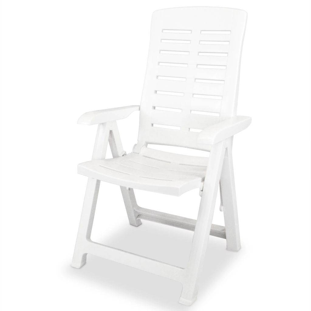 Reclining Garden Chairs 2 pcs Plastic White- Outdoor Chairs - HomeShopIreland - Home Shop Ireland - Outdoor Chairs - Reclining Garden Chairs 2 pcs Plastic White