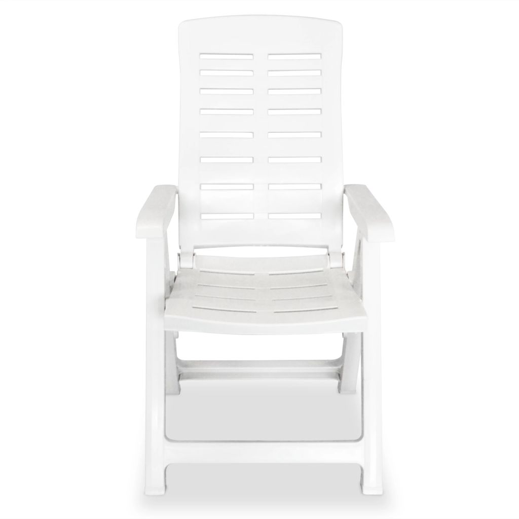 Reclining Garden Chairs 2 pcs Plastic White- Outdoor Chairs - HomeShopIreland - Home Shop Ireland - Outdoor Chairs - Reclining Garden Chairs 2 pcs Plastic White