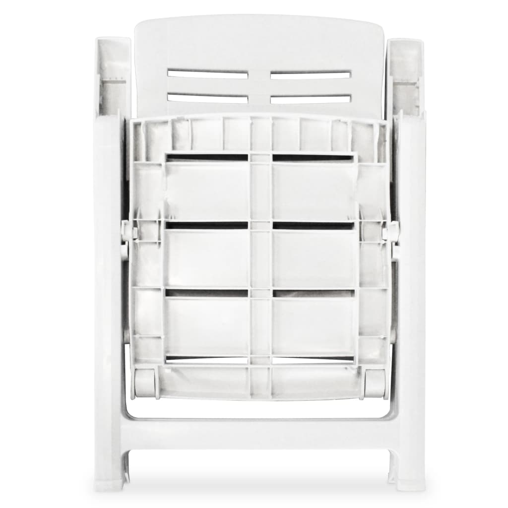 Reclining Garden Chairs 2 pcs Plastic White- Outdoor Chairs - HomeShopIreland - Home Shop Ireland - Outdoor Chairs - Reclining Garden Chairs 2 pcs Plastic White