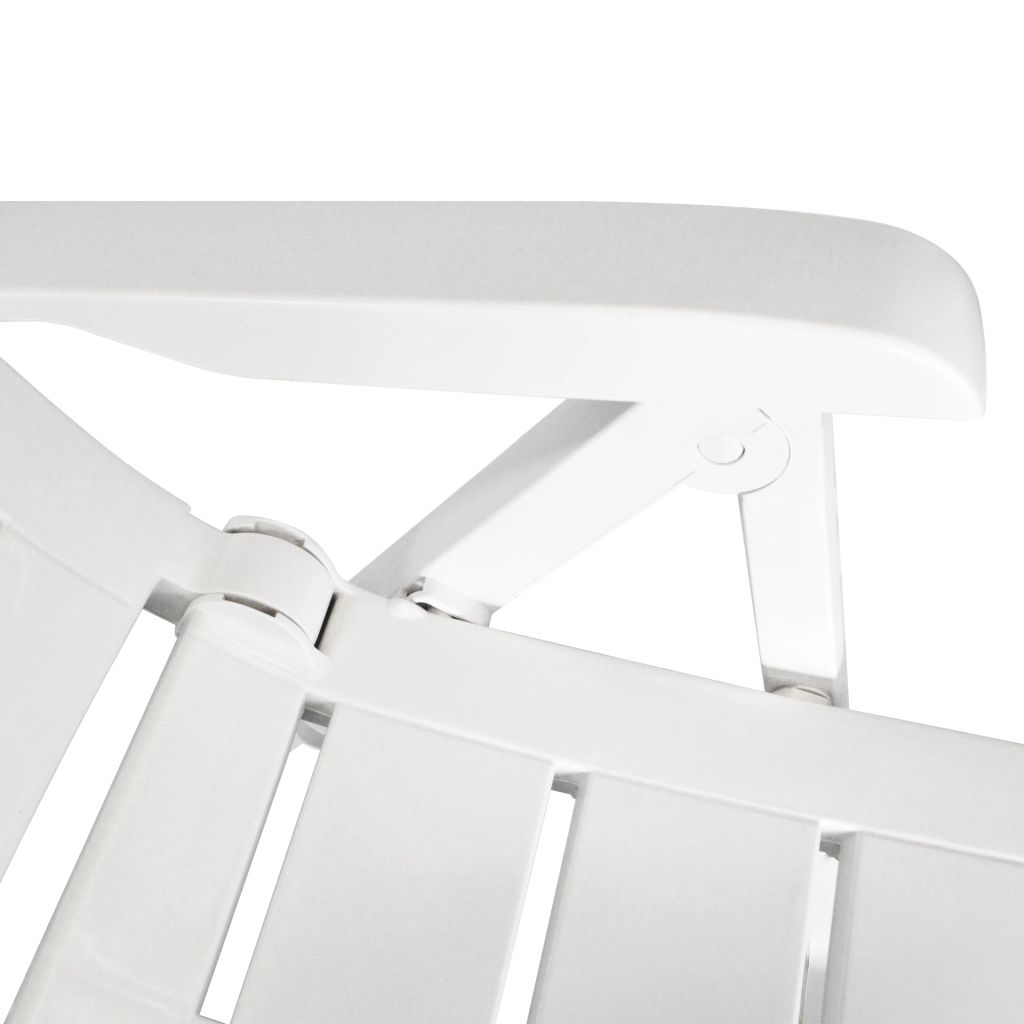 Reclining Garden Chairs 2 pcs Plastic White- Outdoor Chairs - HomeShopIreland - Home Shop Ireland - Outdoor Chairs - Reclining Garden Chairs 2 pcs Plastic White