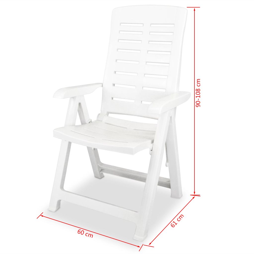 Reclining Garden Chairs 2 pcs Plastic White- Outdoor Chairs - HomeShopIreland - Home Shop Ireland - Outdoor Chairs - Reclining Garden Chairs 2 pcs Plastic White