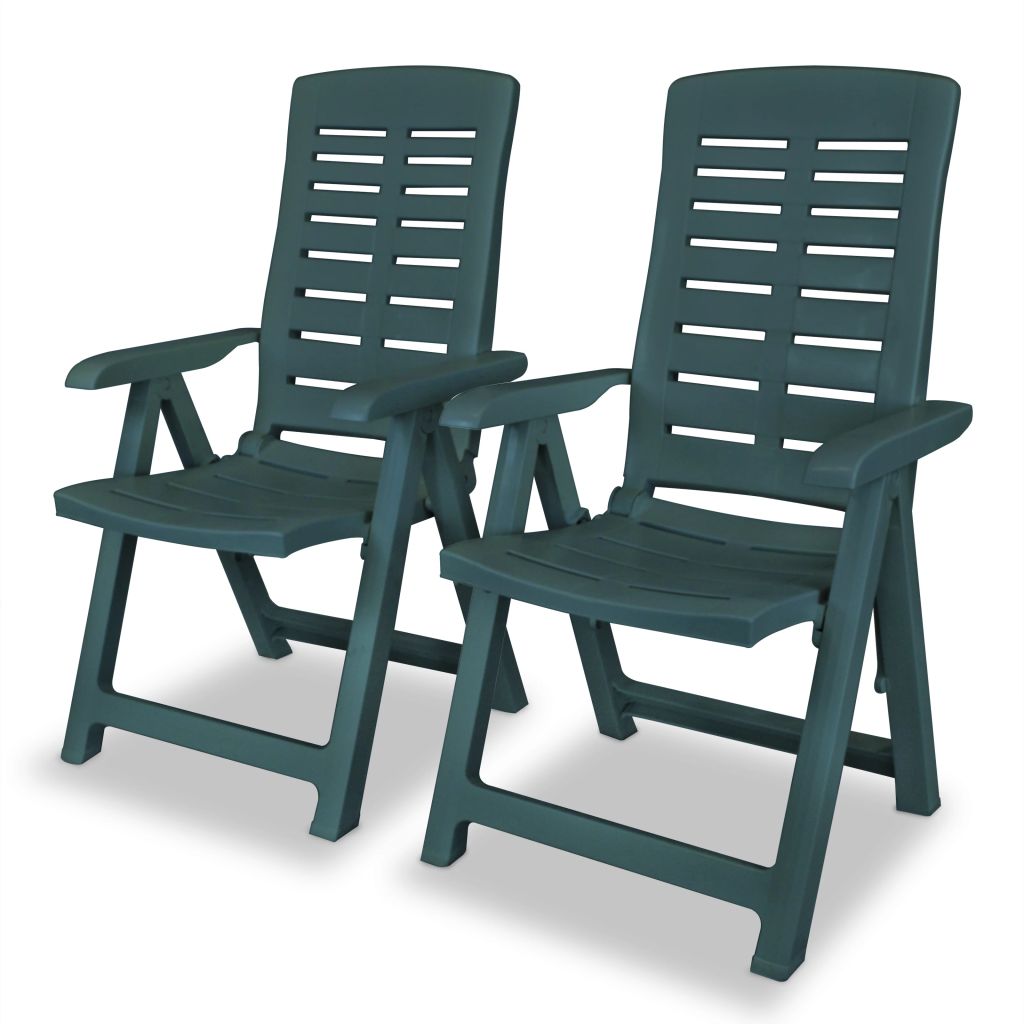 Reclining Garden Chairs 2 pcs Plastic Green- Outdoor Chairs - HomeShopIreland - Home Shop Ireland - Outdoor Chairs - Reclining Garden Chairs 2 pcs Plastic Green